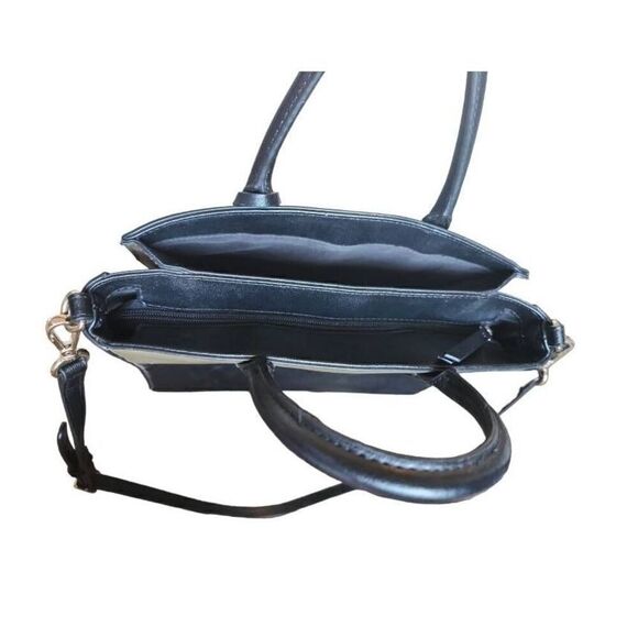 NEW Nine West Black Gold Chain Charm Colorblock‎ Shoulder and Crossbody Tote Bag - Picture 5 of 7